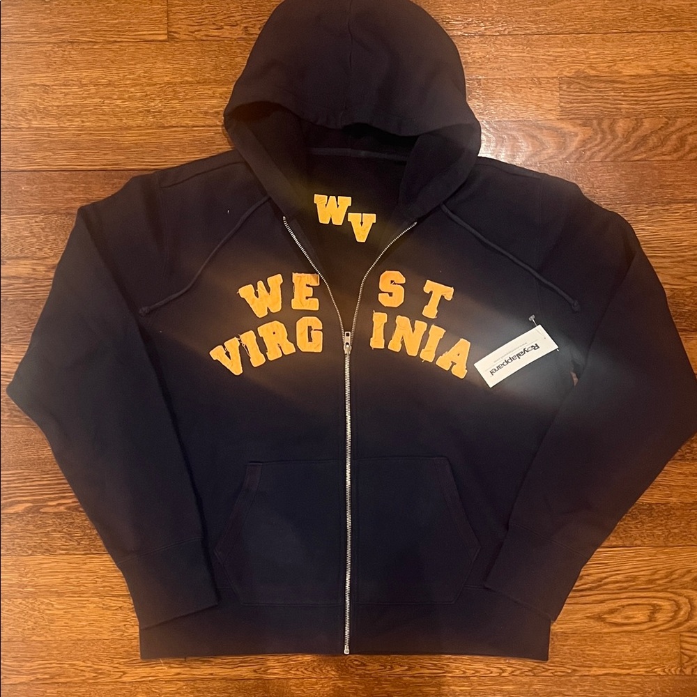 West Virginia Navy Hoodie with Yellow Letters